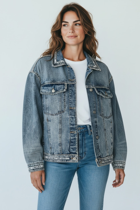 And Now This Jackets & Blazers - NWT And Now This Oversized Embroidered Denim Jacket (FB2)